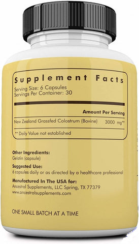 Ancestral Supplements Grass Fed Colostrum Supports Immune 180 Pills