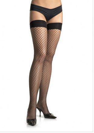 Spandex Industrial Net Thigh Highs - Black