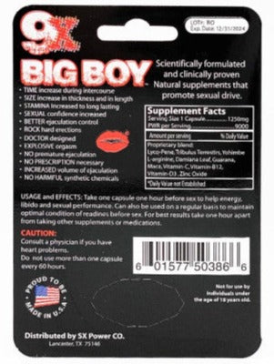 Big Boy 9X Triple Maximum Enhancement Pill for Men