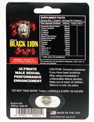 Black Lion Super Stamina 3000mg Pill No Headache