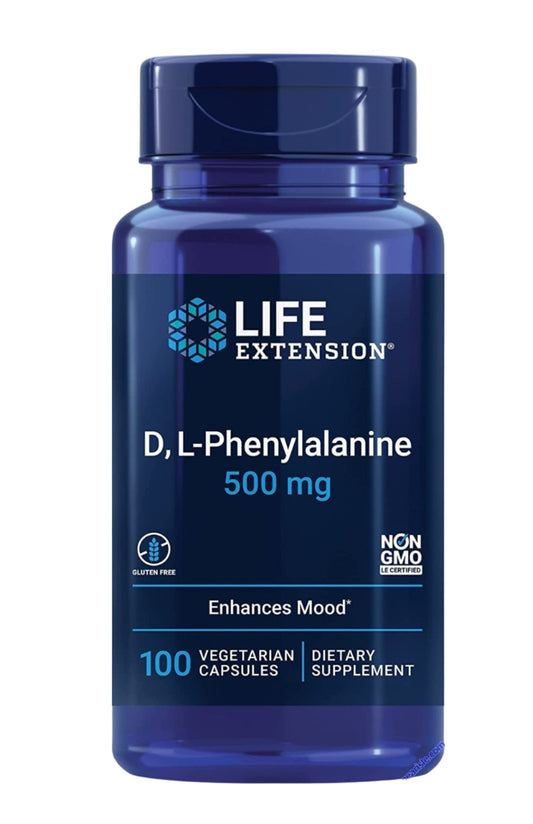 Life Extension D, L-Phenylalanine 500mg 100 Vegetarian Capsules