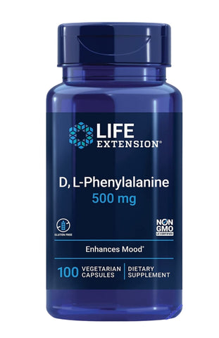 Life Extension D, L-Phenylalanine 500mg 100 Vegetarian Capsules