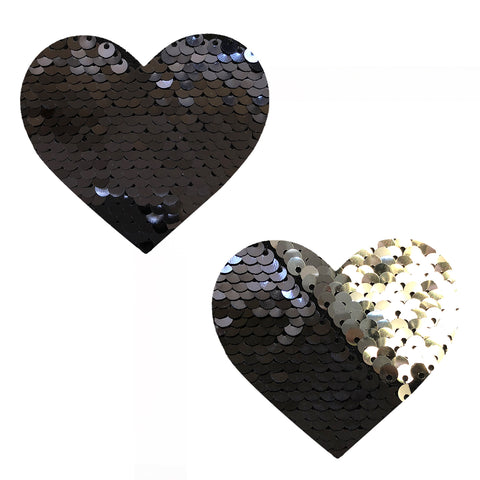 Sequin Medusa Magic Flip Black to Silver I Heart  U Nipztix Pasties