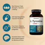 NatureBell High Potency L Tyrosine Supplement 1500mg Brain & Health Support 240 Capsules