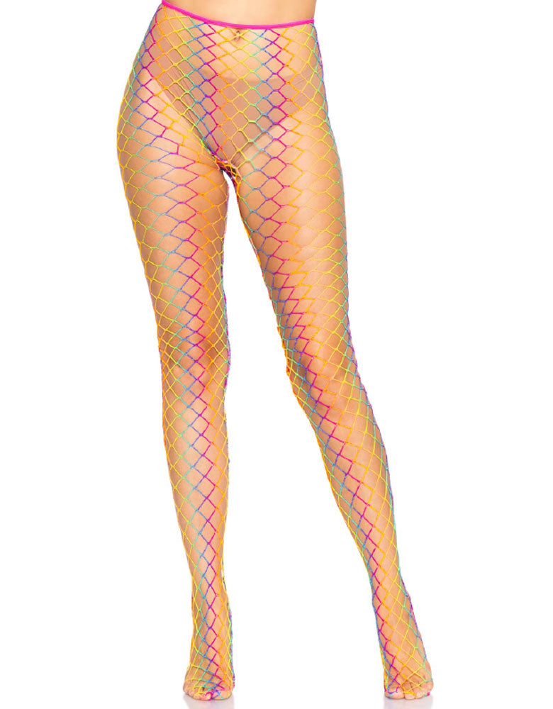 Ombre Rainbow Woven Net Tights - One Size - Rainbow