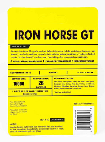 Iron Horse GT Male Enhancement Energy Supplement Pill