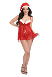 Santa Babydoll, Thong and Hat - Medium - Lipstick Red