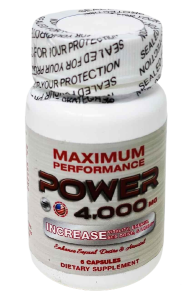 Power 4000 Dietary Male Sexual Supplement 6 Pills Bottle
