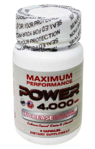 Power 4000 Dietary Male Sexual Supplement 6 Pills Bottle