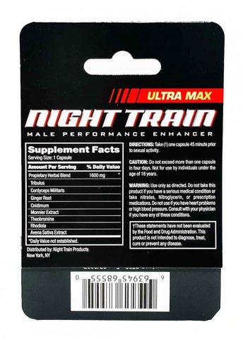 Night Train Ultra Max 1600mg Male Enhancement Red Pill