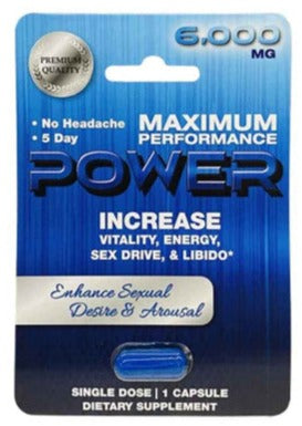 Power 6000mg Pill Maximum Performance Male Enhancement Blue