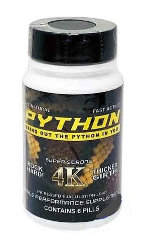 Python 10k 6ct Male Performance Supplement bottle Pill