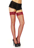 Stay Up Fishnet Thigh Highs - One Size - Burgundy