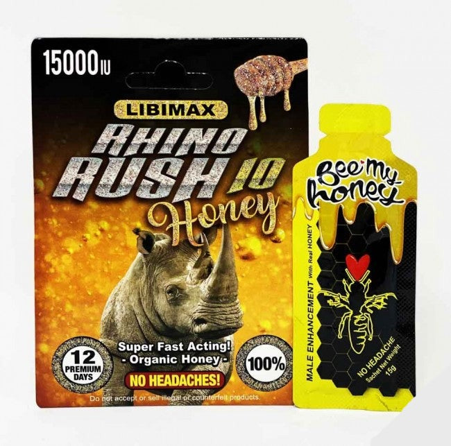 Rhino Rush 10 Honey Sachet 15000iu Male Enhancement