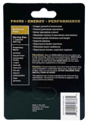 Shiva Gold Male Enhancement Energy Supplement Pill