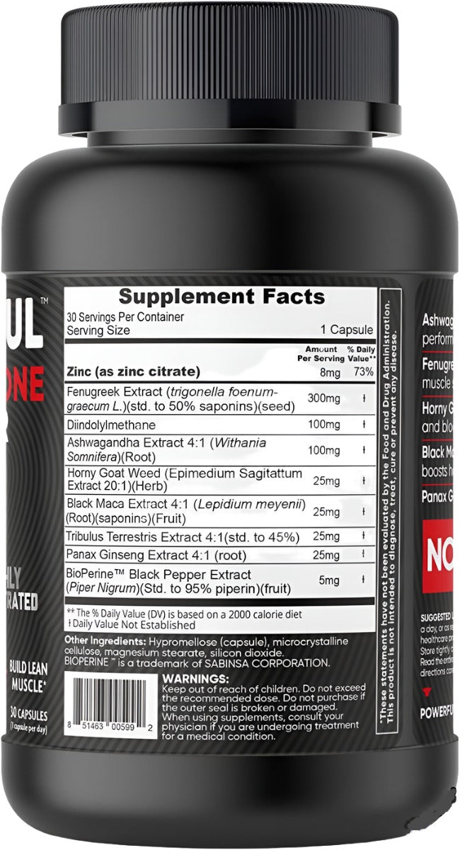 Powerful Foods Testosterone Booster Gluten Free 30 Capsules