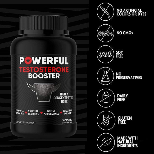 Powerful Foods Testosterone Booster Gluten Free 30 Capsules