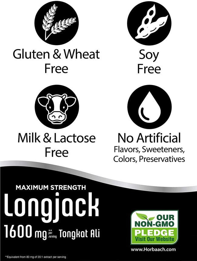 Horbaach Longjack Tongkat Ali Testosterone 120 Capsules