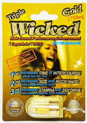 Wicked Gold 1750mg Triple Male Sexual Performance Enhancement Pill