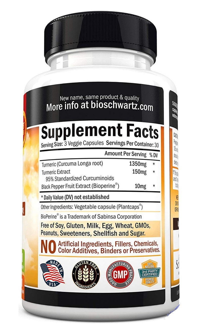 Turmeric Curcumin Bioperine 1500mg Premium Pain Relief Joint Support
