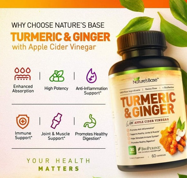 Nature's Base Turmeric Ginger Apple Cider Vinegar GMO Free Supplement