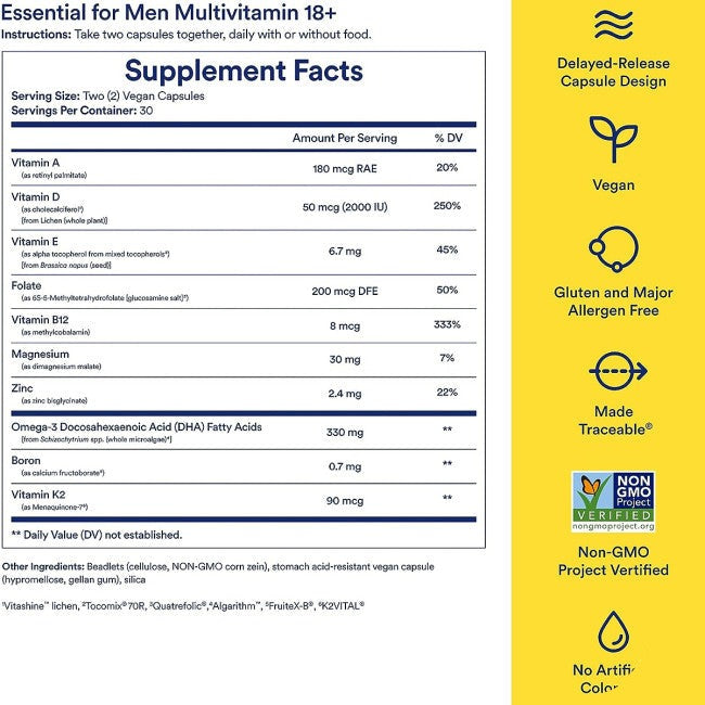 Ritual Essential Mens Multivitamin 18+ Omega 3 & D3 Immune Support 60 Capsules