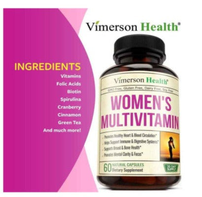Womens Multivitamin with Zinc Biotin Calcium Vegetarian 60 Pills