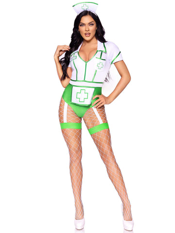 Nurse Feelgood Sexy Costume - Large - White/green