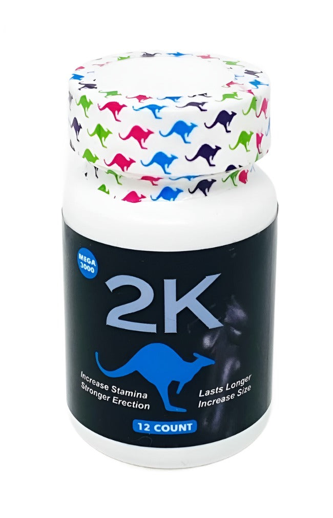 Kangaroo 2K Blue Mega 3000 Male Enhancements 12 Pills Bottle