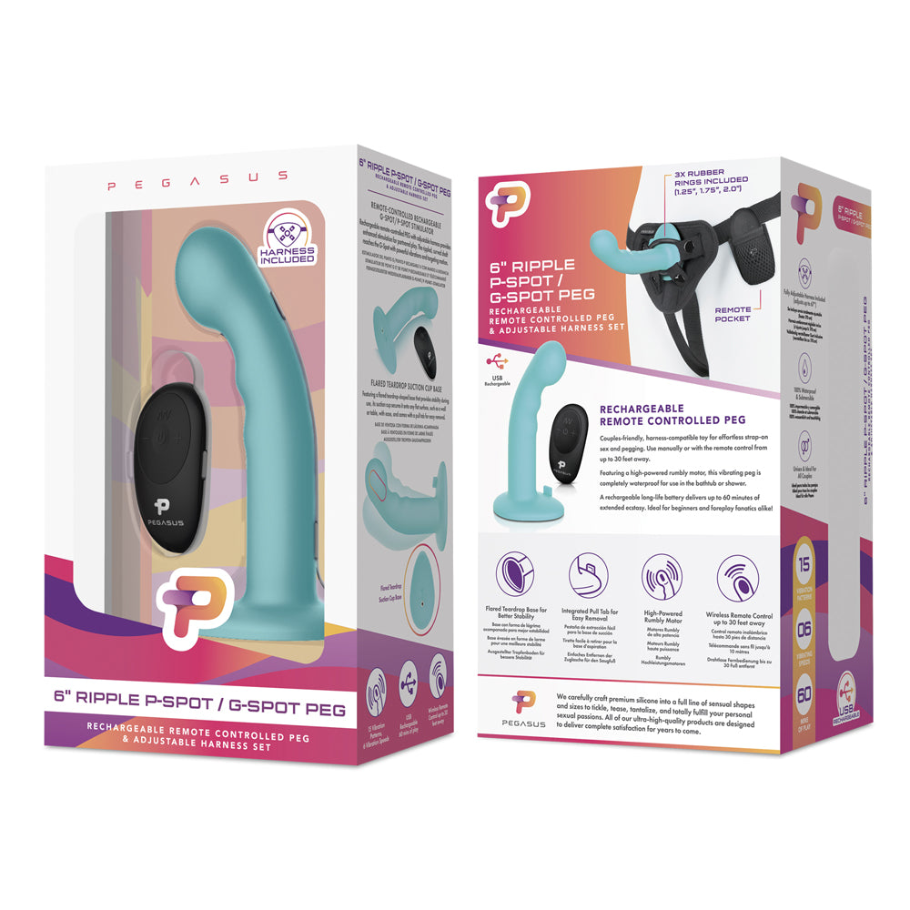 6 Inch Remote Control Ripple P-Spot G-Spot Silicone Peg With Harness Included