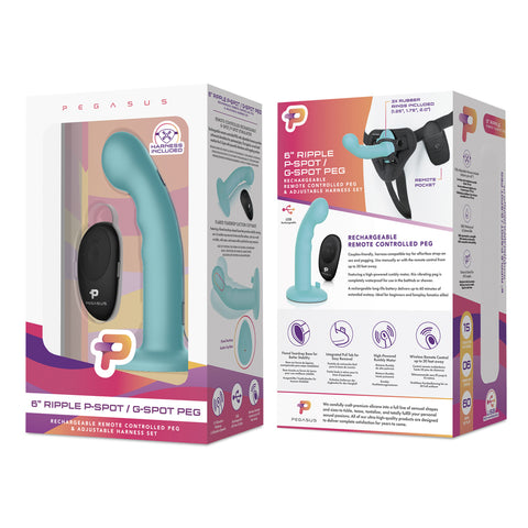 6 Inch Remote Control Ripple P-Spot G-Spot Silicone Peg With Harness Included