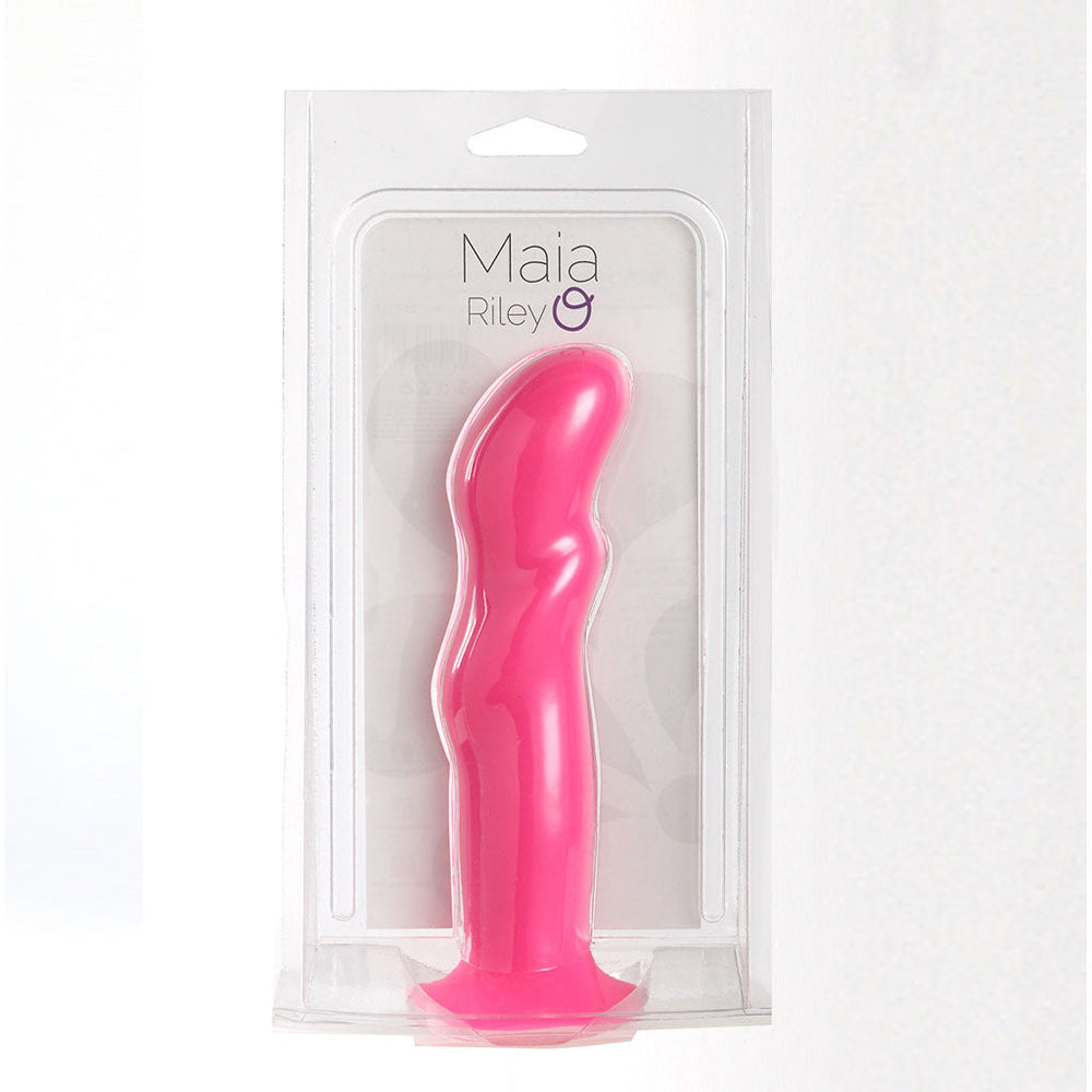 Riley Silicone Swirled Dong Neon Pink