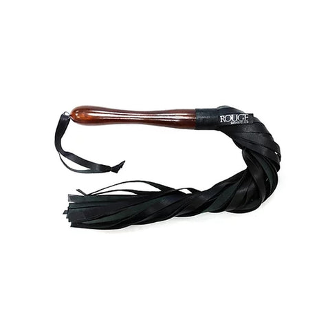 Wooden Handle Leather Flogger Black