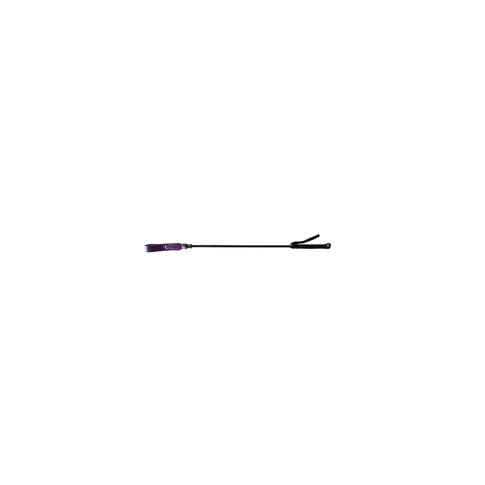 Long Leather Riding Crop Slim Tip Purple