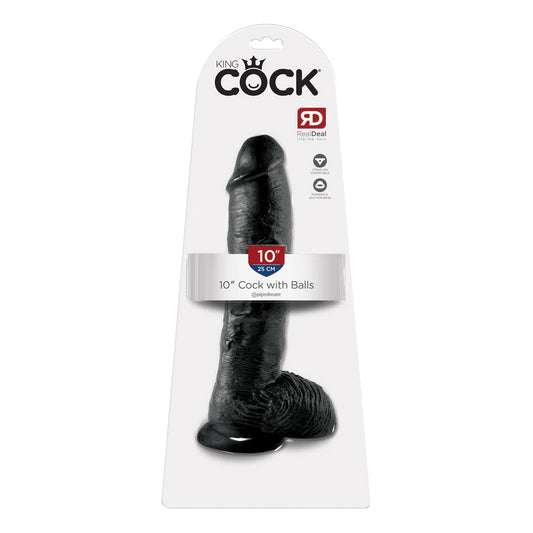 King Cock 10 Inch Cock with Balls Black