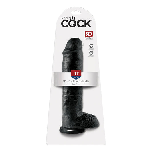 King Cock 11 Inch Cock with Balls Black