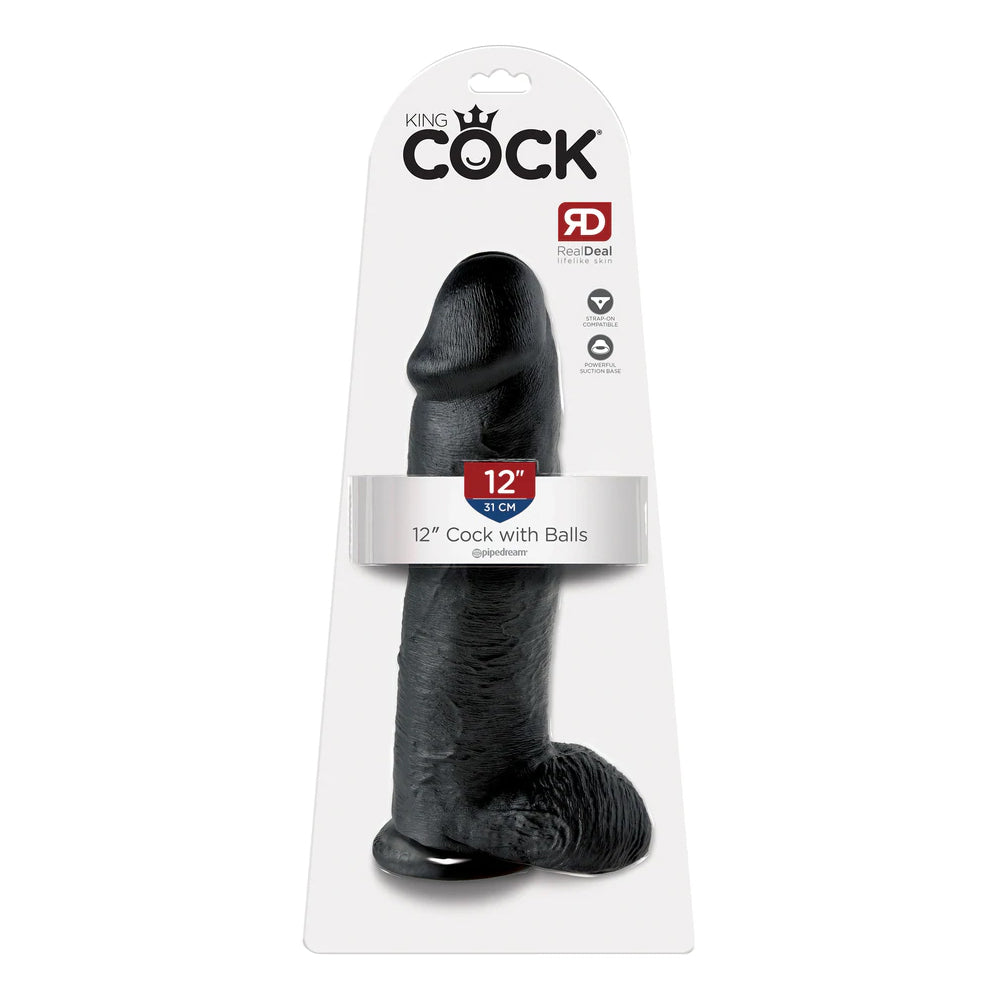King Cock 12 Inch Cock with Balls Black