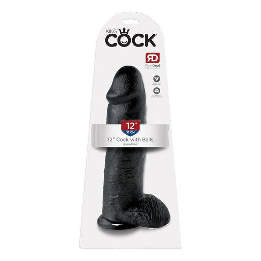 King Cock 12 Inch Cock with Balls Black