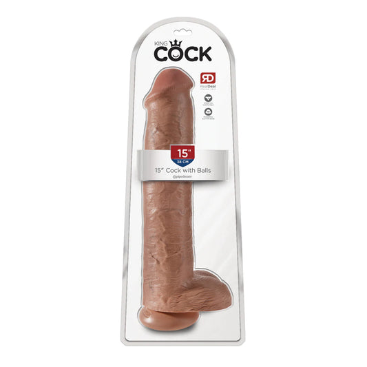 King Cock 15 Inch Cock With Balls Tan