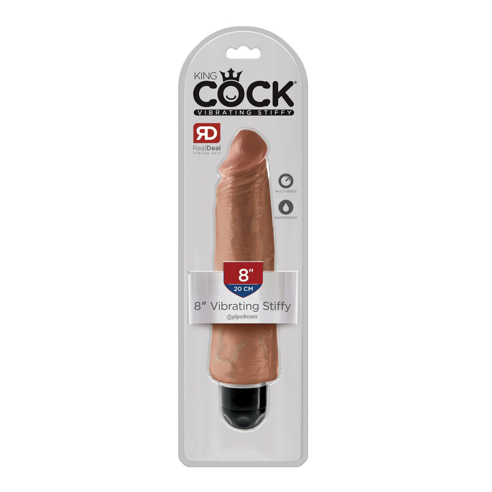 King Cock 8 Inch Vibrating Stiffy Tan