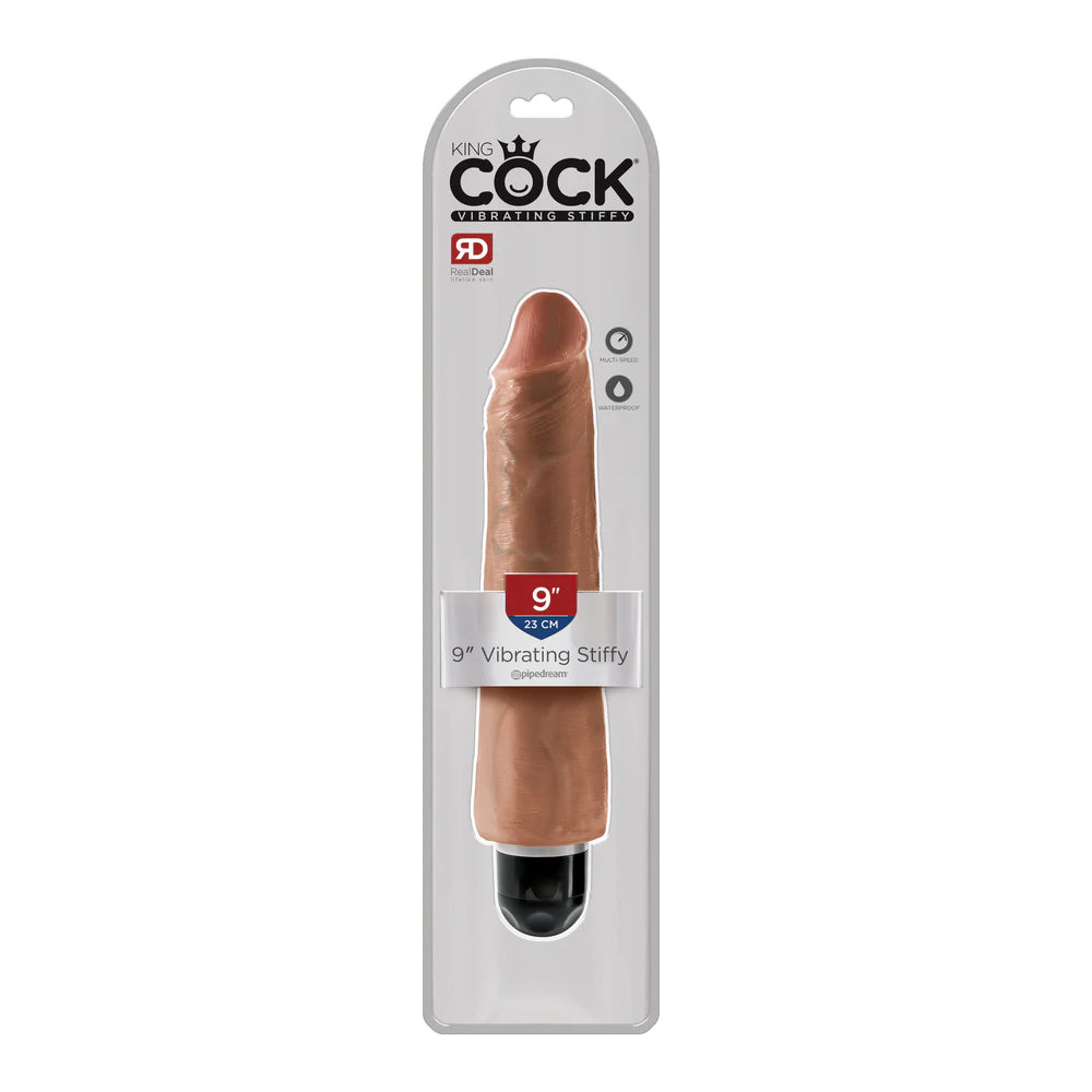 King Cock 9 Inch Vibrating Stiffy Tan