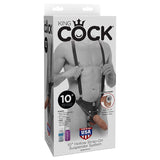 King Cock 10 Inch Hollow Strap-On Suspender System Tan