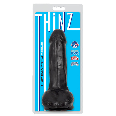 Thinz 6 Inch Slim Dong W/Balls Midnight