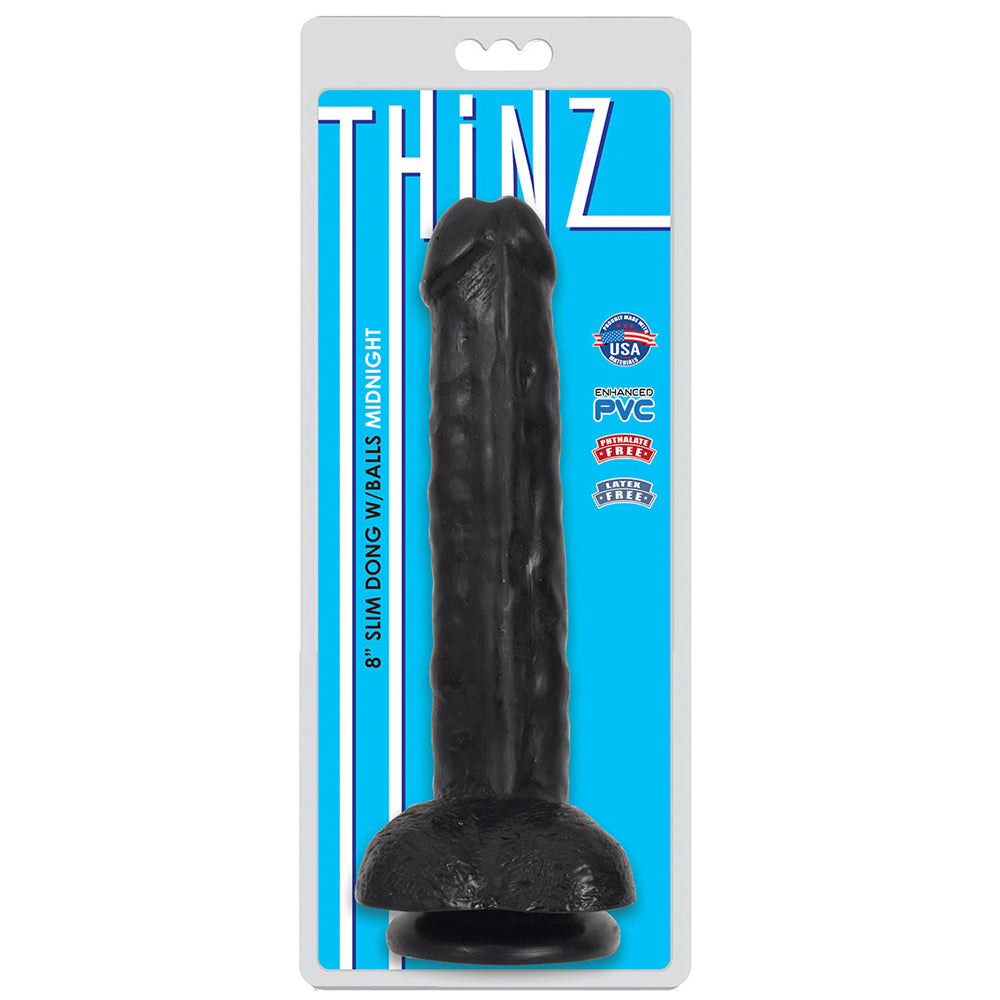 Thinz 8 Inch Slim Dong W/Balls Midnight