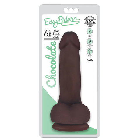 Easy Riders 6 Inch Slim Bioskin Dong With Balls Chocolate