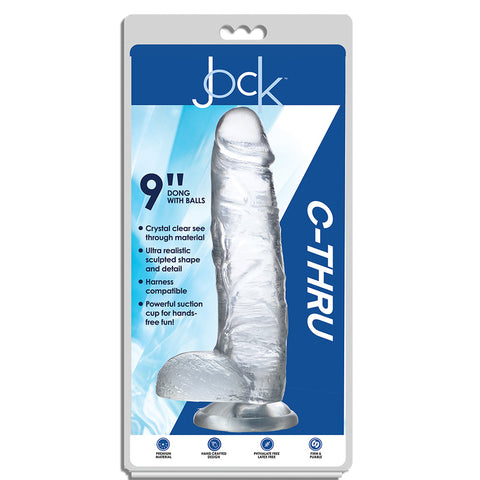 Jock C-Thru 9 Inch Clear Tpe Dildo With Balls