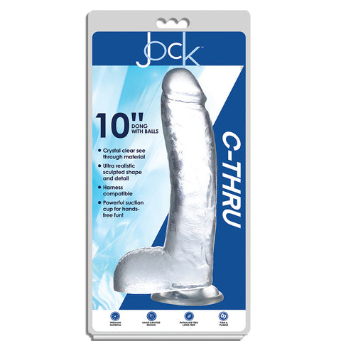 Jock C-Thru 10 Inch Clear Tpe Dildo With Balls