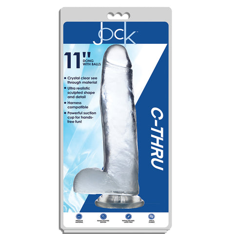 Jock C-Thru 11 Inch Clear Tpe Dildo With Balls