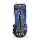 Fleshstixxx 10 Inch Silicone Dildo With Balls Brown