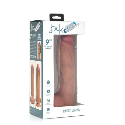 Jock 9 Inch Dual Density Silicone Dildo With Balls Light